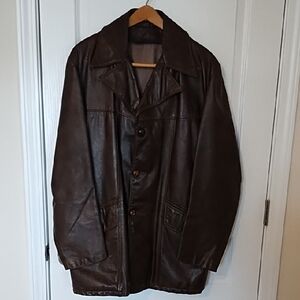 Leather Jacket Men's Size XL Spring Lined Good Vintage Condition Dark Brown